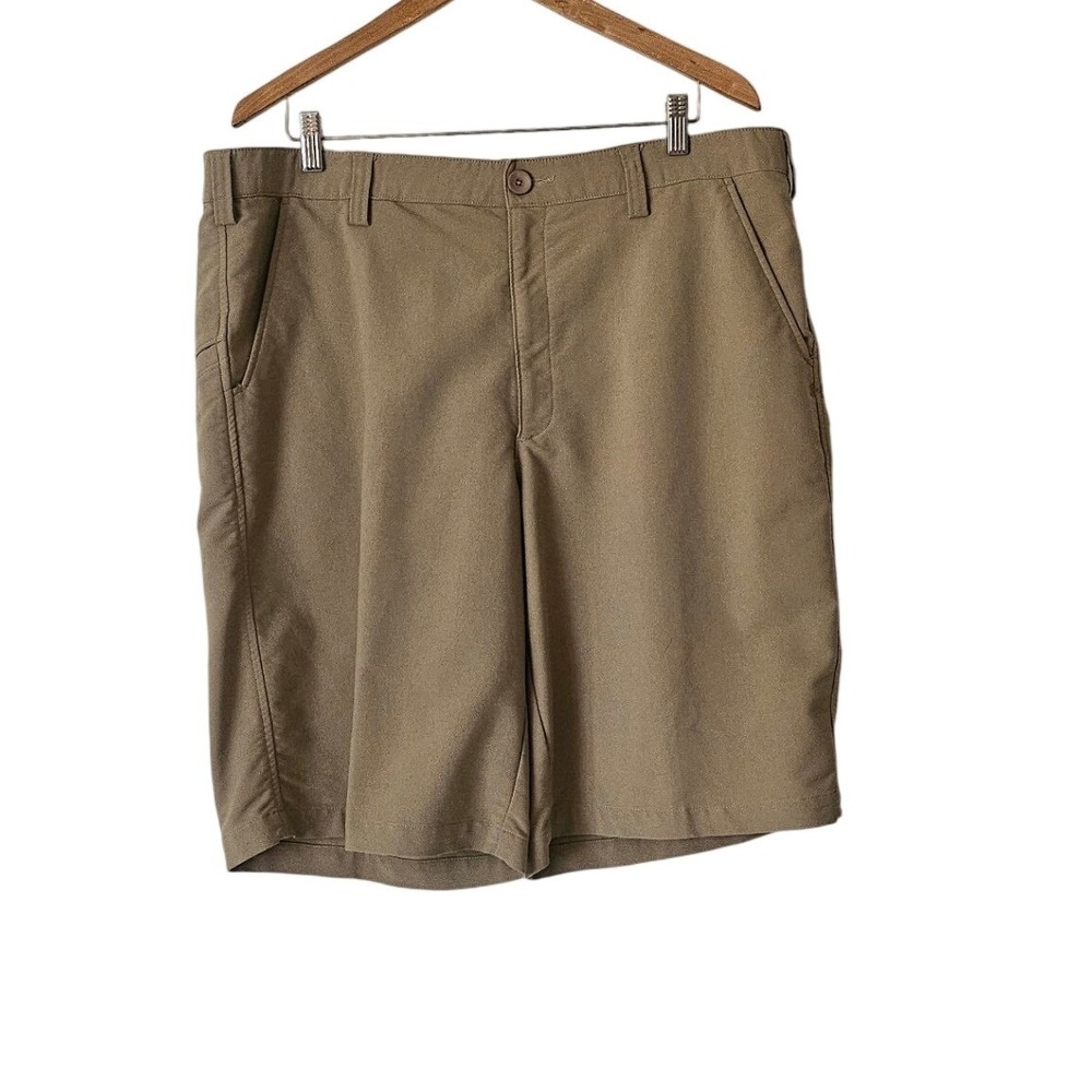 Under Armour Mens Khaki Golf Shorts Flat Front Performance Tan Size 38 Golfcore